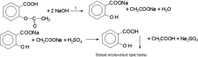 Ацетилсалициловая гидролиз. Ацетилсалициловая кислота подлинность реакции.